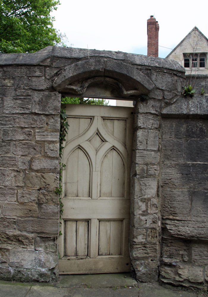 Door set into the wall of the former Deanery of Ripon grounds