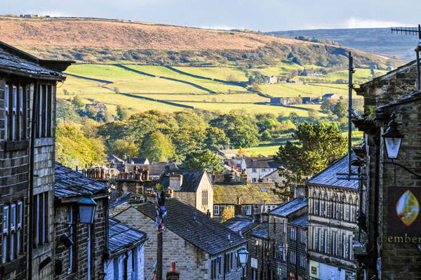 Haworth Village surrounded by fells